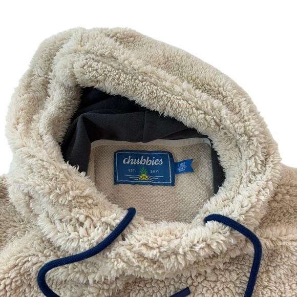 Chubbies Hoodie size Large Beige Fleece Sherpa Pullover Sweater Cozy - Picture 3 of 7